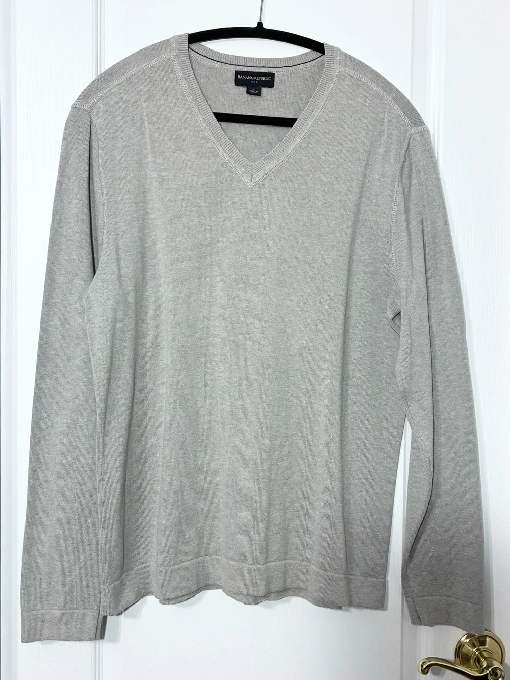Banana Republic V-Neck Cotton Pullover Sweater Gray Men’s Large